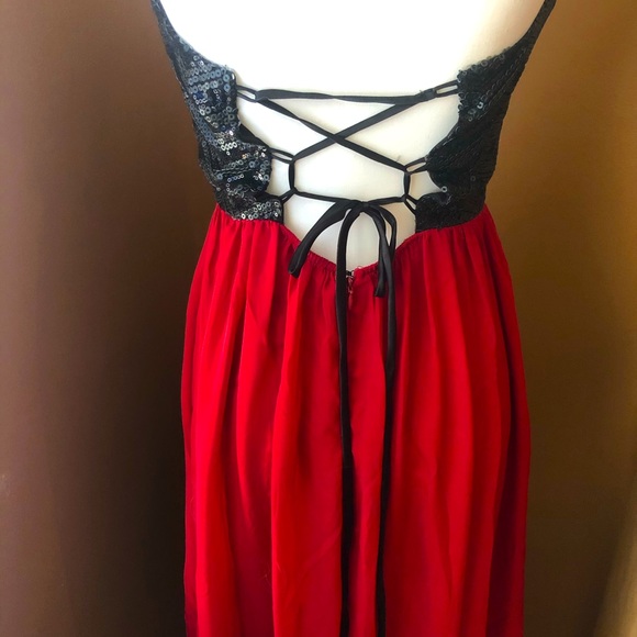 Red Strapless Sequin Dress - Picture 1 of 5